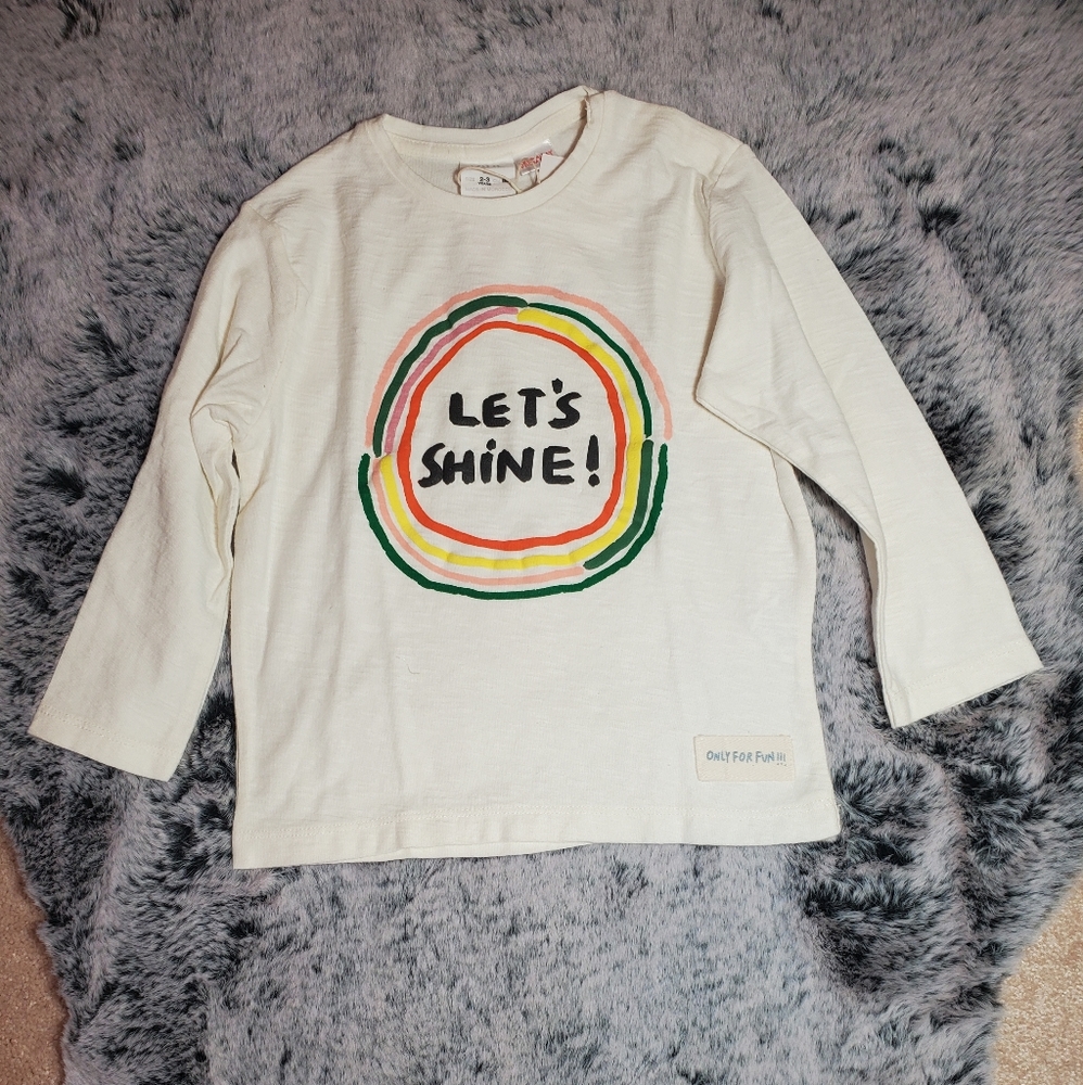 NWT Zara 2/3 Girl Let's Shine Ling sleeve top